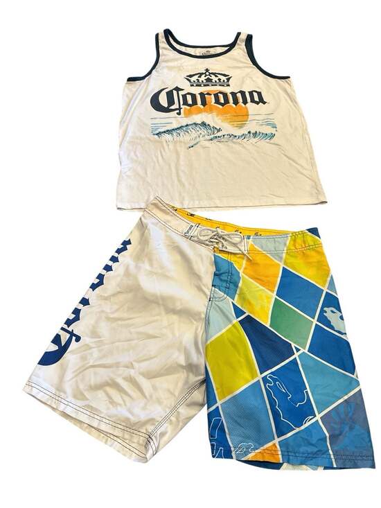 Corona Other - Vintage 80s Retro Corona Beer Beach Sun Tank Top Large & Swim Trunks Men’s Beach